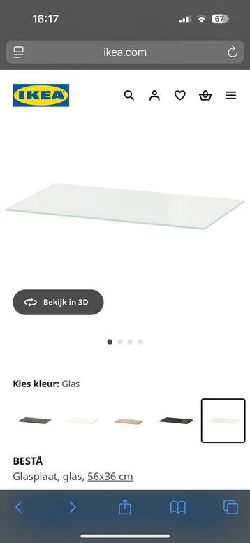 6x Besta Glasplaat, glas, 56x36 cm