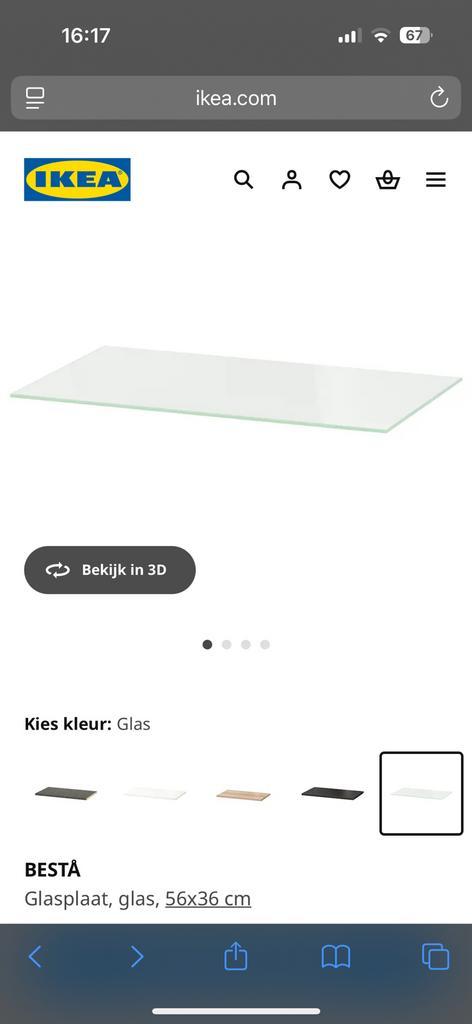6x Besta Glasplaat, glas, 56x36 cm, Huis en Inrichting, Kasten | Vitrinekasten, Zo goed als nieuw, Minder dan 100 cm, 50 tot 100 cm