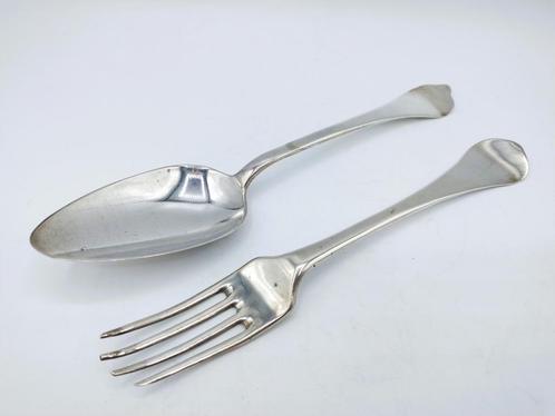 Zilveren couvert, H.J. Spanjer, Groningen, 1730, Antiek en Kunst, Antiek | Goud en Zilver, Zilver, Verzenden