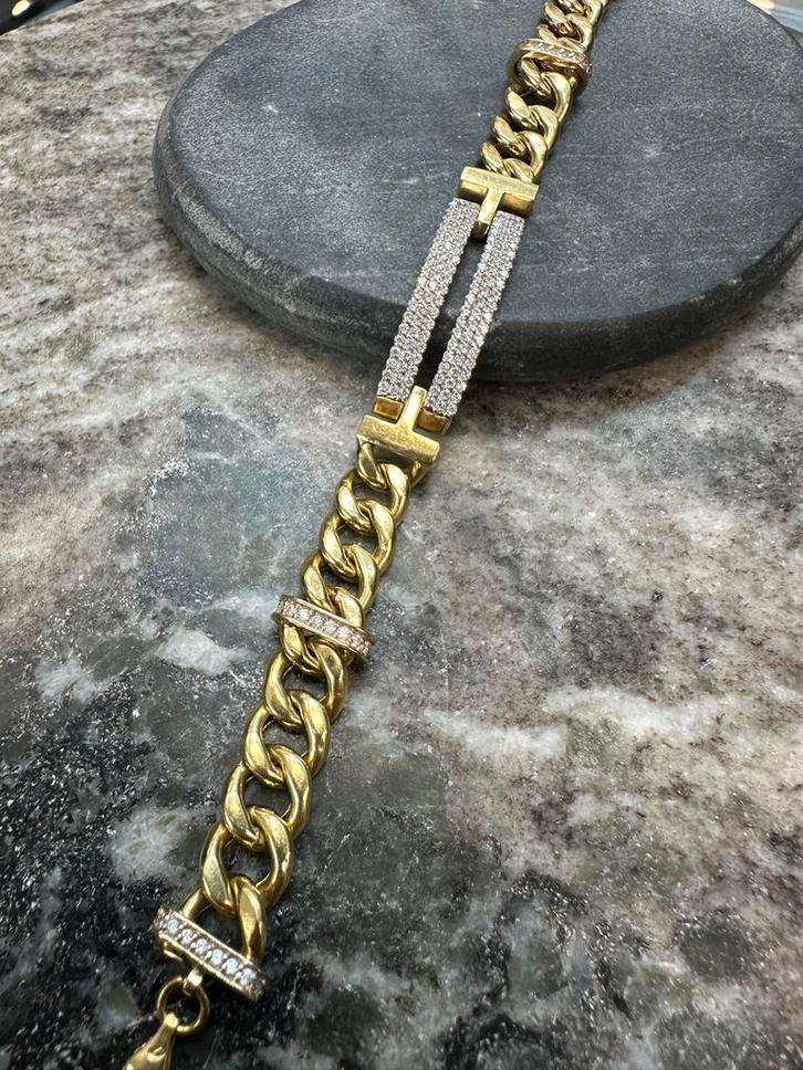 18K Gouden Armband, Sieraden, Tassen en Uiterlijk, Armbanden, Zo goed als nieuw, Goud, Met kristal, Ophalen of Verzenden