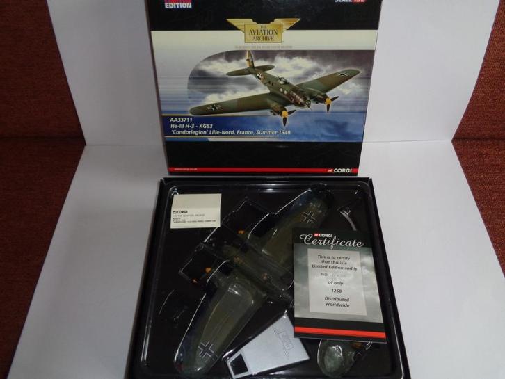 Corgi the Aviation Archive He - 111 H-3 - KG53 in doos, 1/72, Verzamelen, Luchtvaart en Vliegtuigspotten, Zo goed als nieuw, Schaalmodel