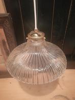 Franse Holophane glazen hanglamp, Gebruikt, Vintage, Ophalen of Verzenden, Glas