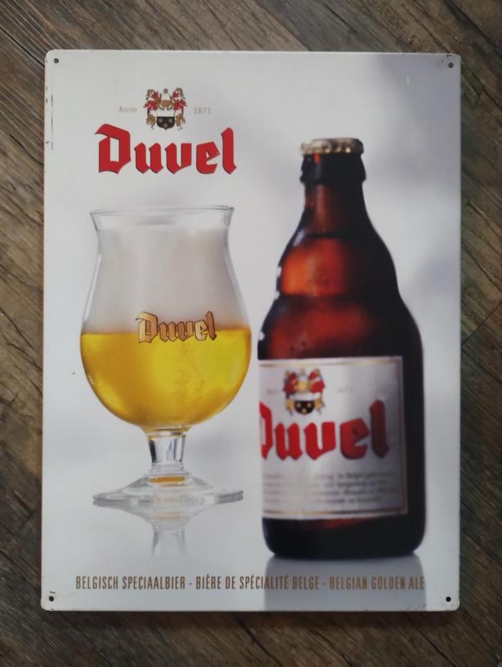 Duvel bier reclamebord, Verzamelen, Biermerken, Gebruikt, Reclamebord, Plaat of Schild, Duvel, Ophalen of Verzenden