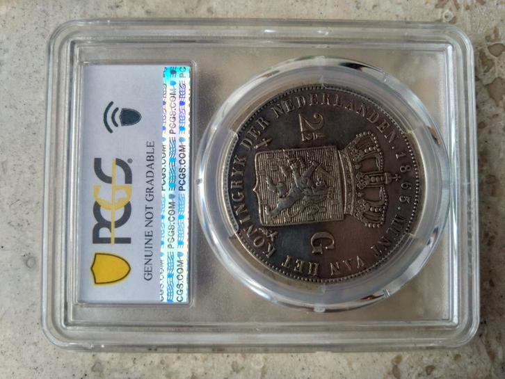 rijksdaalder 1863 pcgs xf details 21/2 gulden 2,5, Postzegels en Munten, Munten | Nederland, Losse munt, 2½ gulden, Koning Willem III
