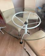 Vintage ronde Glazen Eettafel, Huis en Inrichting, Tafels | Eettafels, Ophalen, Gebruikt, Rond, 50 tot 100 cm