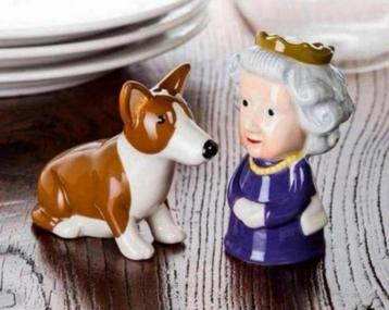 Queen Elizabeth & Corgi Peper + Zout stel set Salt & Pepper beschikbaar voor biedingen
