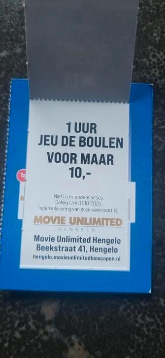 Jeu de Boulen 1 uur kortingskaart geldig tot 31okt Hengelo  beschikbaar voor biedingen