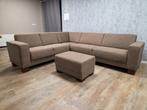 GRATIS BEZORGEN | ZEER MOOI TAUPE HOEKBANK met POEF, Info@banxtel.nl, Hoekbank, Hoekbank, Zo goed als nieuw