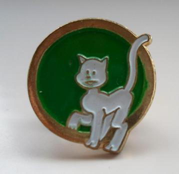 Metalen Pin Witte Kat. Stripfiguur uit het weekblad Flair. beschikbaar voor biedingen