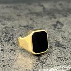14k gouden ring zegelring met onyx steen