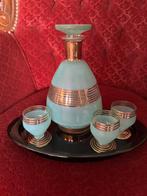 Glazen karafje met 3 glaasjes, Antiek en Kunst, Ophalen of Verzenden