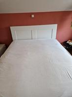 Wit tweepersoons Ikea bed met opbergruimte en achterschot, Ophalen, Wit, Tweepersoons, Zo goed als nieuw
