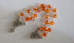 Armband met twee laagjes in oranje en mooie verdelers, Ophalen of Verzenden, Nieuw, Oranje, Met bedels of kralen