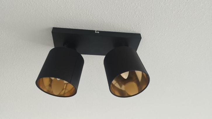 5-delige Zwarte Lampen Set (Spotjes + Plafondlampen) - ZGAN, Huis en Inrichting, Lampen | Plafondlampen, Zo goed als nieuw, Metaal