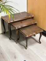 3 Louis XV-stijl nesttafels vintage hout houten bijzettafels, Huis en Inrichting, Minder dan 45 cm, Gebruikt, H, H