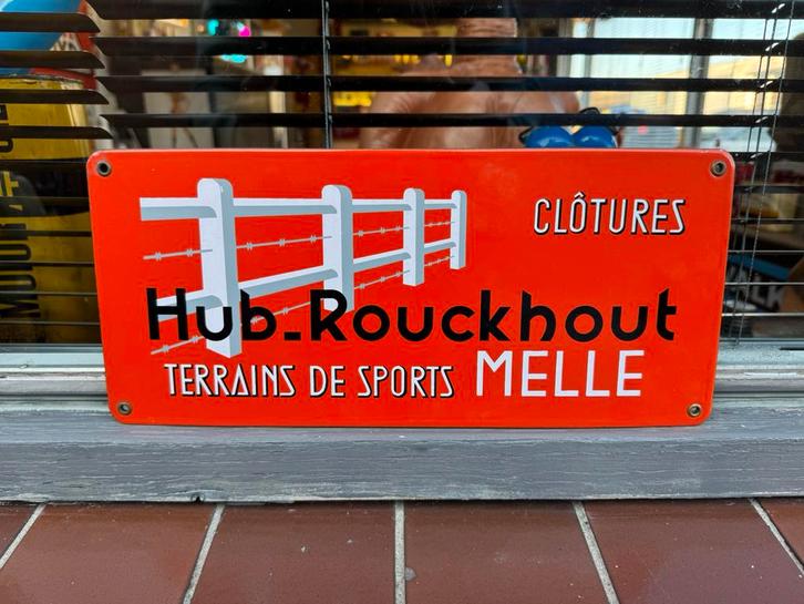 Vintage Hub. Rouckhout Emaille Reclamebord Melle, Antiek en Kunst, Antiek | Emaille, Ophalen of Verzenden