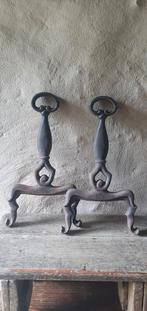 Set oude gietijzeren ornamenten haardsteunen, Ophalen of Verzenden