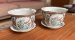 Twee Chinese koi potten met schotel, Ophalen of Verzenden