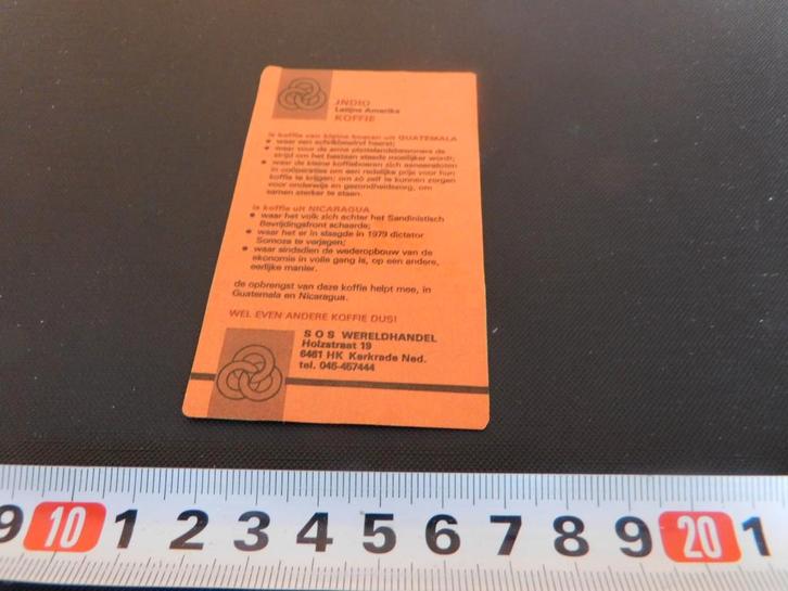 sticker Kerkrade SOS wereldhandel INDIO Koffie :atijns Ameri, Hobby en Vrije tijd, Stickers en Plaatjes, Zo goed als nieuw, Sticker
