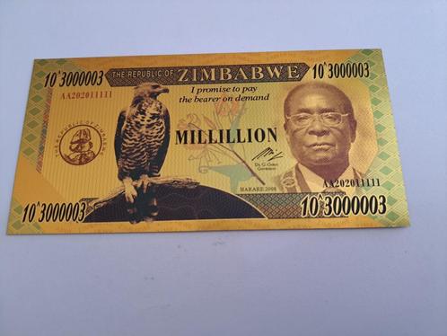 BILJET -ZIMBABWE - GOUDFOLIE-1 MILLIILLILION DOLLARS (229), Postzegels en Munten, Bankbiljetten | Afrika, Los biljet, Zimbabwe