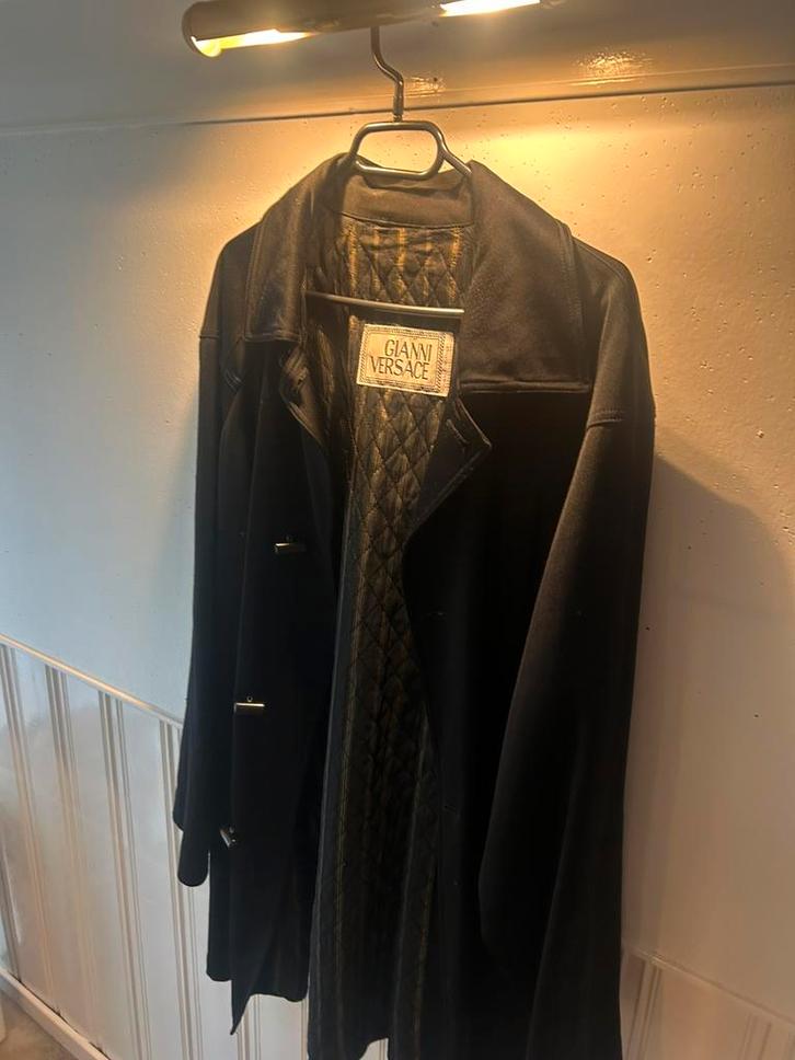 Vintage Gianni Versace Uomo Wool Overcoat size 48 (M), Kleding | Heren, Jassen | Winter, Zo goed als nieuw, Zwart, Ophalen of Verzenden
