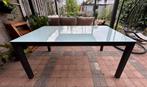 Aluminium tuintafel met glazen blad., Tuin en Terras, Tuintafels, Ophalen of Verzenden, Zo goed als nieuw, Rechthoekig, Aluminium