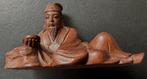 Hardhouten Okimono beeldje van Confucius - China, Antiek en Kunst, Ophalen of Verzenden