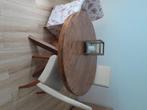 Zware ronde teakhouten eettafel 120 diameter, Ophalen, Landelijk robuust, klasse!, Zo goed als nieuw, Vier personen