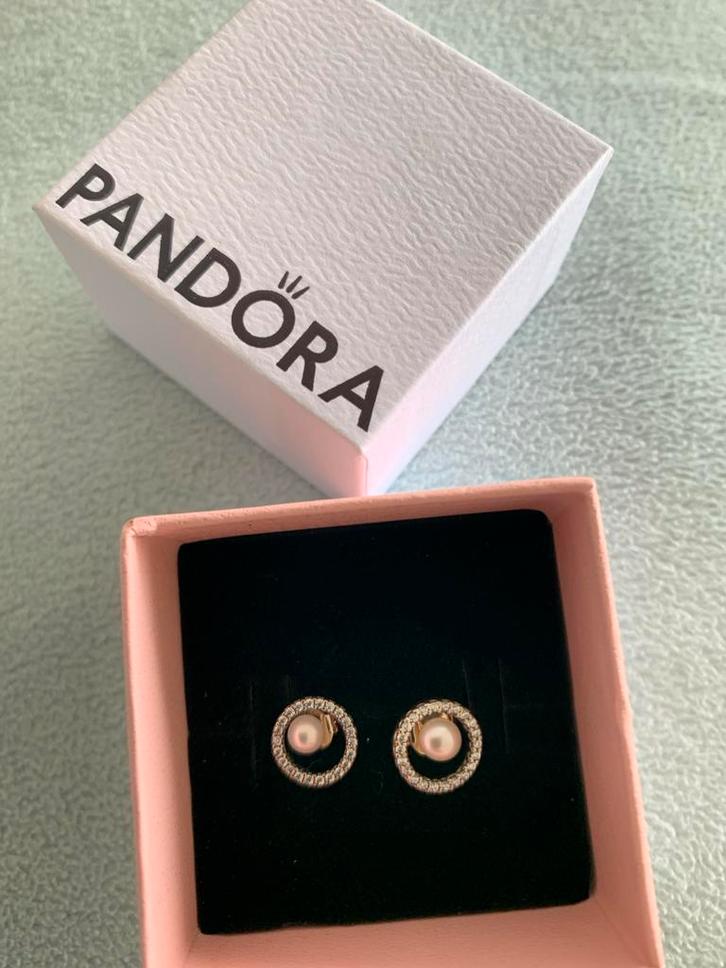 Pandora Oorbellen Parel (zoetwater)& zirkonia, Sieraden, Tassen en Uiterlijk, Oorbellen, Nieuw, Zilver, Zilver, Met edelsteen
