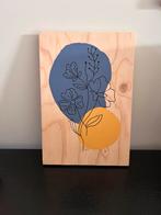 Wanddecoratie, wandbord bloem blauw/okergeel, Huis en Inrichting, Ophalen of Verzenden, Nieuw