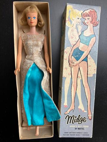 Vintage blonde Barbie Midge, doos+steun, outfit Mattel beschikbaar voor biedingen