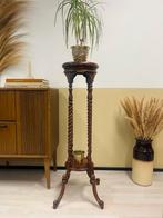 Prachtige grote Vintage houten Plantentafel pilaar piëdestal, Minder dan 55 cm, Gebruikt, Rond, Ophalen of Verzenden