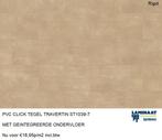 Pvc click Tegel Travertin + integreerde ondervloer €16,95m2, 75 m² of meer, Nieuw, Bruin, Laminaat