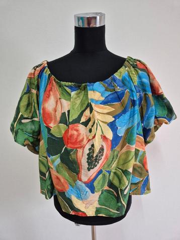 Top122 - Fleurige offshoulder top met pofmouw mt 44 (1) beschikbaar voor biedingen