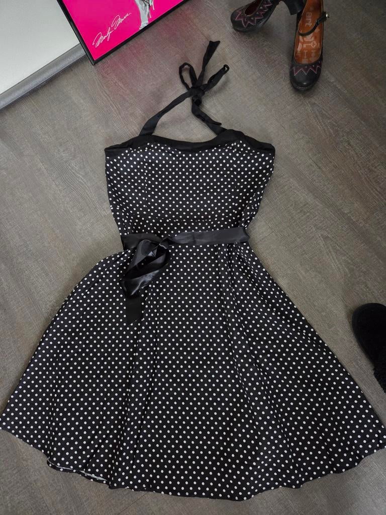 Vintage swingjurk polkadot, Rockabilly 44/46, Kleding | Dames, Jurken, Zwart, Maat 46/48 (XL) of groter, Nieuw, Ophalen of Verzenden