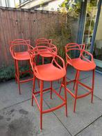 4x Kartell Masters barkruk oranje, Philipe Starck, Huis en Inrichting, Barkrukken, Ophalen, Kunststof, Met voetsteun, Zo goed als nieuw