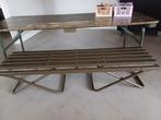 Oude donkergroene leger kindertafel met bank, Ophalen, Gebruikt, 75 cm of meer, 60 cm of meer