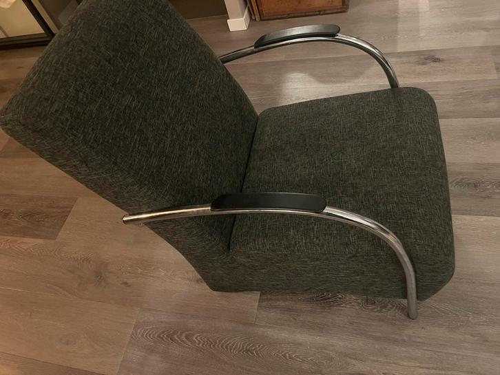 Grijze Fauteuil - Gispen Look, Huis en Inrichting, Stoelen, Gebruikt, Eén, Metaal, Grijs, Ophalen