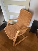 Vintage pitrieten stoel/fauteuil design Ynge Ekstrom, Huis en Inrichting, Fauteuils, Ophalen, Riet of Rotan, Minder dan 75 cm