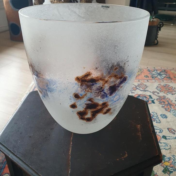 Barbini, Murano. Schitterende puntgave glazen designvaas., Antiek en Kunst, Antiek | Glas en Kristal, Ophalen