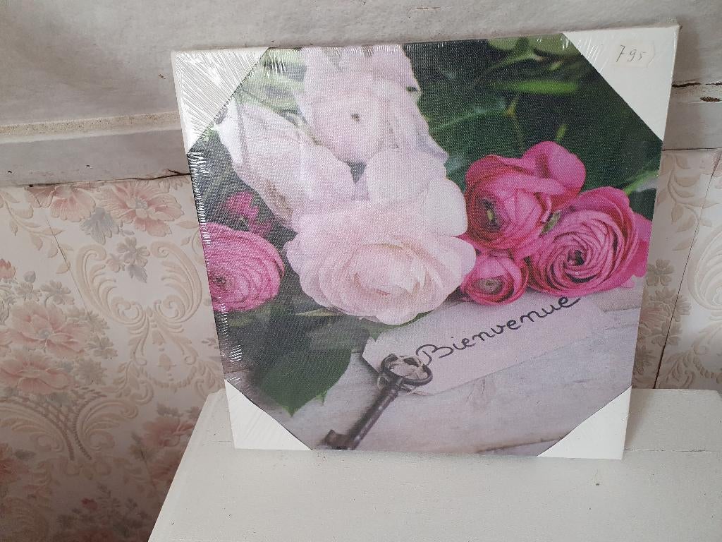 Schilderijtje ranonkels roze, Huis en Inrichting, Woonaccessoires | Schilderijen, Tekeningen en Foto's, Nieuw, Schilderij, Minder dan 50 cm