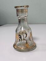 Vintage glazen vaas 20cm glas met palmboom bloemen vaas, Ophalen of Verzenden