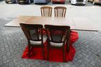 eiken eethoek met 4 stoelen, Ophalen, Gebruikt, 100 tot 150 cm, Eikenhout