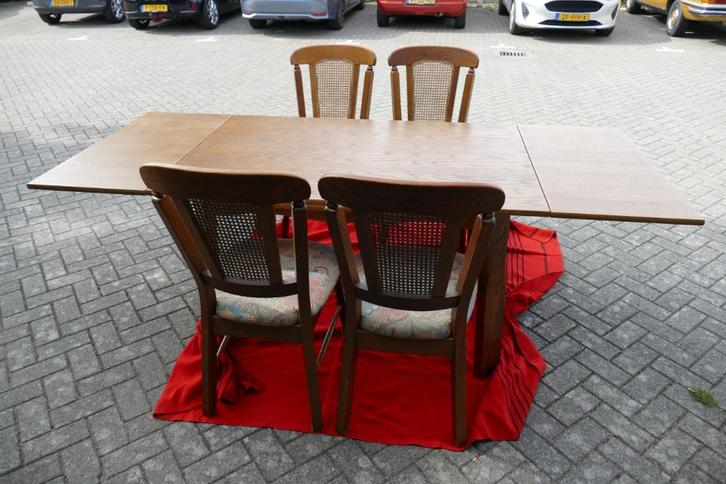 eiken eethoek met 4 stoelen, Huis en Inrichting, Tafels | Eettafels, Gebruikt, 50 tot 100 cm, 100 tot 150 cm, Vier personen, Rechthoekig