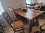 Eettafel eiken met 4 stoelen in prima staat, Huis en Inrichting, Ophalen of Verzenden, Zo goed als nieuw, 4 tot 6 stoelen