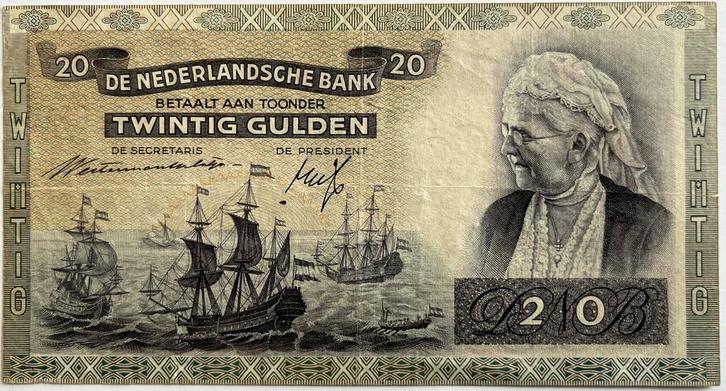 Twintig gulden 1941 schaarse datum overdruk!, Postzegels en Munten, Bankbiljetten | Nederland, Los biljet, Ophalen of Verzenden
