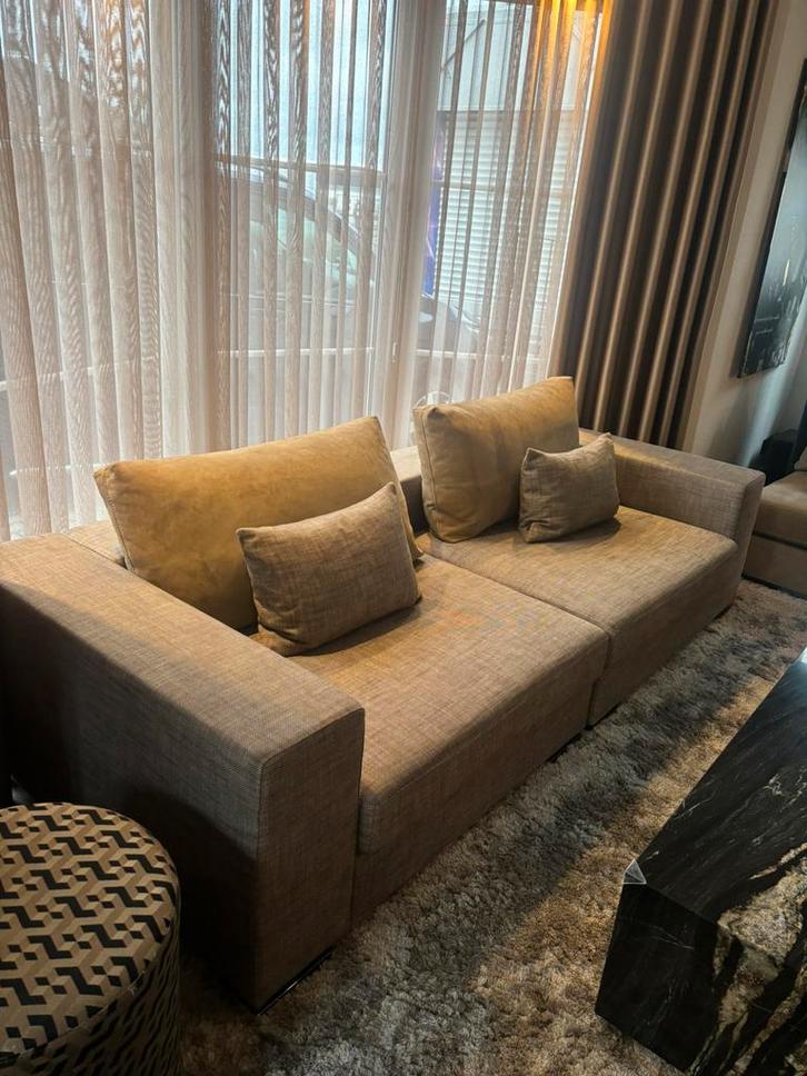 Bankstel 3 zits, Huis en Inrichting, Banken | Complete zithoeken, Zo goed als nieuw, Leer, Stof, Ophalen