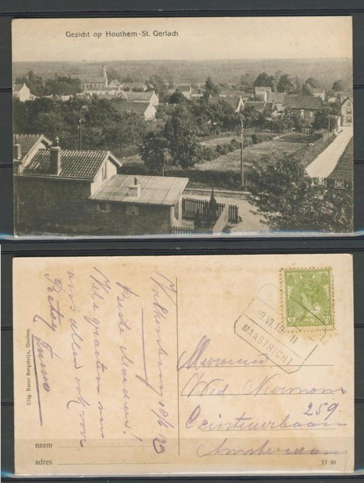 Houthem St. Gerlach 1919 Gezicht op Ansichtkaart 918b jdu, Verzamelen, Ansichtkaarten | Nederland, Gelopen, Limburg, Voor 1920