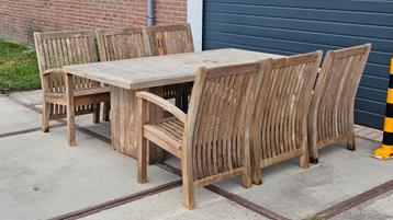 Massief Teakhouten tuinset met 6 stoelen | Zware kwaliteit! beschikbaar voor biedingen
