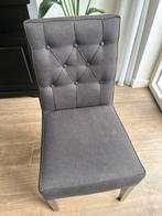 Grijze eetkamerstoel met knopen, Huis en Inrichting, Stoelen, Ophalen, Zo goed als nieuw, Eén, Stof